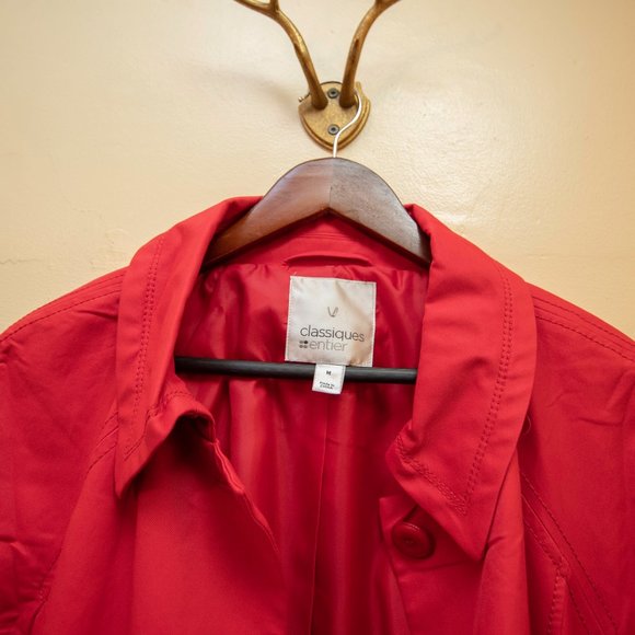 Designer Classique Vintage Classic Red Trench Coat, 70's Vintage Trench Coat NWT - Picture 12 of 16